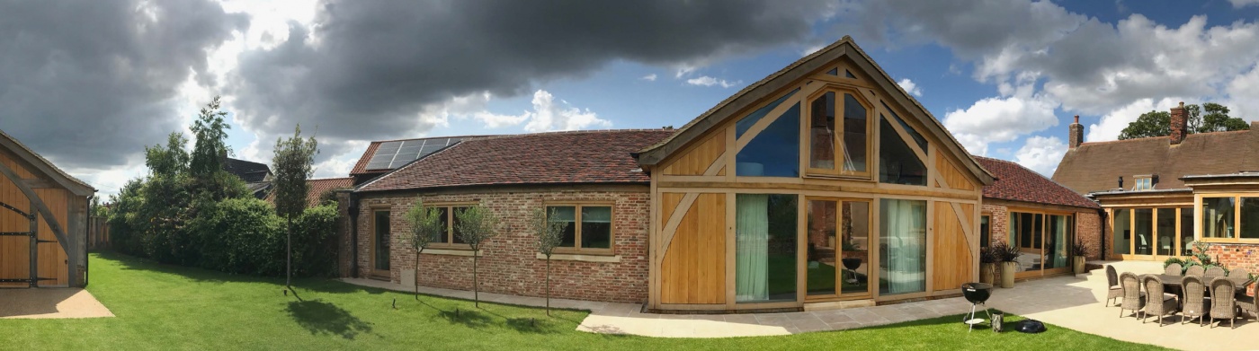 View of boat shed and new timber frame buildings